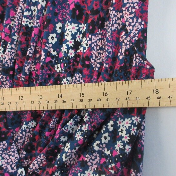 Ted Baker Jersey Faux Wrap Dress 5 Blue Pink Floral Viscose Pleated Preppy 370 - Picture 9 of 12